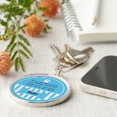 犬IDのラベルの青Keychain キーホルダー (側面)