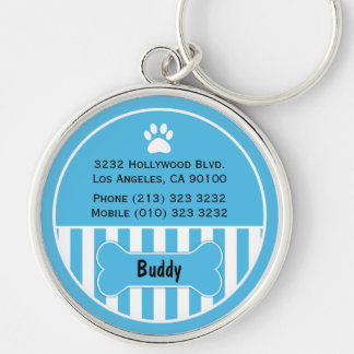 犬IDのラベルの青Keychain キーホルダー