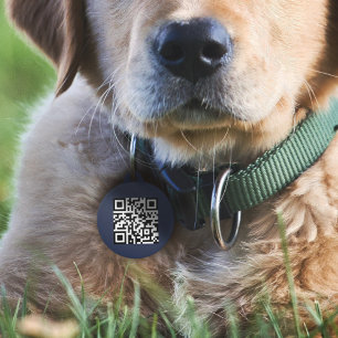 犬ID QRコード ネイビーブルースキャナブルもし失った ペット ネームタグ