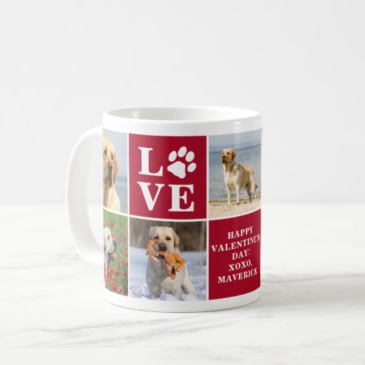 犬LOVEフォトコラージュカスタム7 Valentine's Day コーヒーマグカップ (正面左)