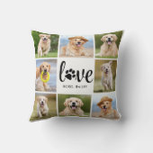 犬LOVEポープリントペットパーソナライズされたフォトコラージュ クッション (裏面)