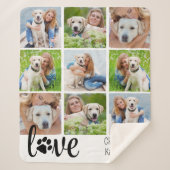 犬LOVE パーソナライズされた Pet 9 Photo Collage シェルパブランケット (正面)