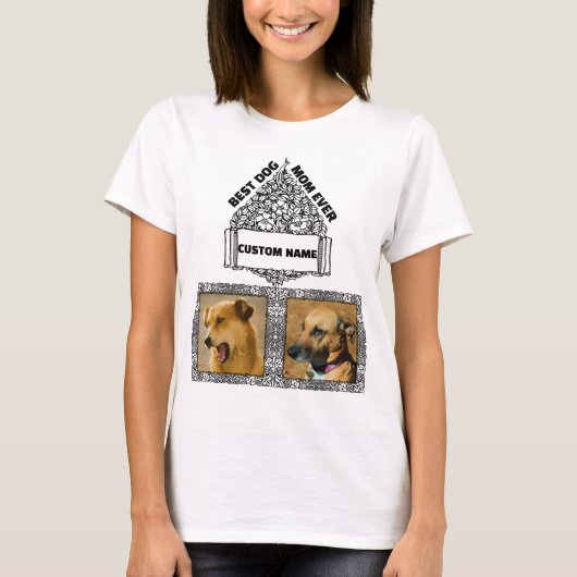 犬MOM犬パーソナライズされた恋人ペットフォトコラージュ Tシャツ (正面)