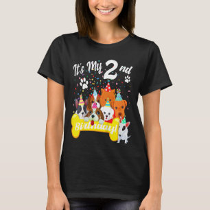 犬Tと私の2番目の誕生日の幼児の女の子 Tシャツ
