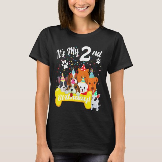 犬Tと私の2番目の誕生日の幼児の女の子 Tシャツ (正面)
