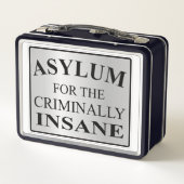 犯罪おもしろい精神異常徴候のための非常に精神病院 メタルランチボックス (裏面)