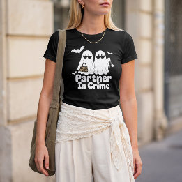 犯罪の共犯者ペアTシャツ | 華やいだハロウィン向けデザイン Tシャツ