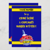 犯罪シーンカップケーキブルー殺人ミステリー招待状 招待状 (正面/裏面)