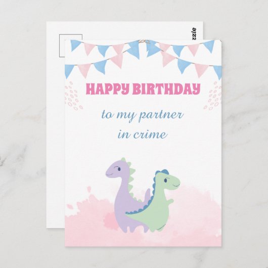 犯罪パートナーに誕生日おめでとうポストカード ポストカード (正面/裏面)