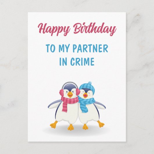 犯罪パートナーの誕生日おめでとう ポストカード (正面)