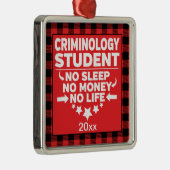 犯罪学の大学の学生レッドプレイドクリスマス メタルオーナメント (右)