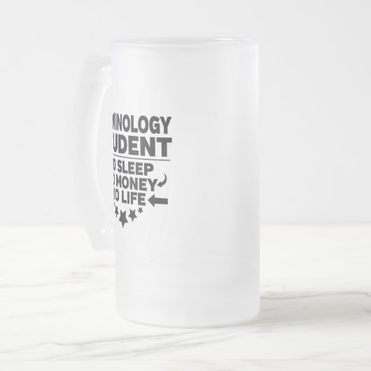 犯罪学生No睡眠Noお金Noライフ フロストグラスビールジョッキ (正面左)