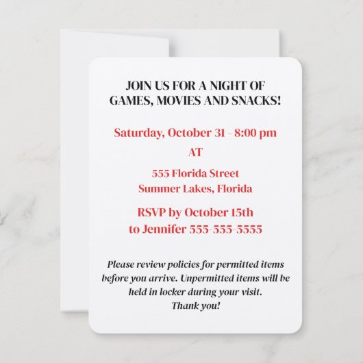 犯罪性精神異常研究所ハローウィンパーティ 招待状 (裏面)