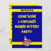 犯罪現場のカップケーキ殺人ミステリー招待状 招待状 (正面/裏面)
