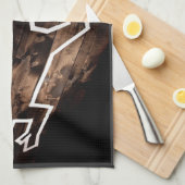 犯罪現場の床の死んだ人の輪郭 キッチンタオル (四つ折り)