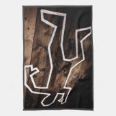 犯罪現場の床の死んだ人の輪郭 キッチンタオル (縦)