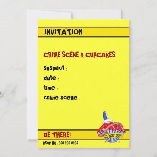 犯罪現場カップケーキ殺人事件ミステリー招待状 招待状 (裏面)