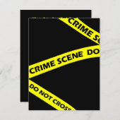 犯罪現場テープ殺人ミステリーパーティの招待状 招待状 (正面/裏面)