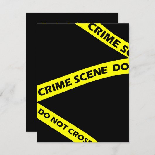 犯罪現場テープ殺人ミステリーパーティの招待状 招待状 (正面/裏面)