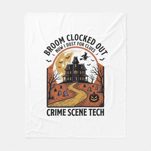 犯罪現場技術者Tシャツ 楽しいハロウィーンの幽霊屋敷 フリースブランケット (正面)