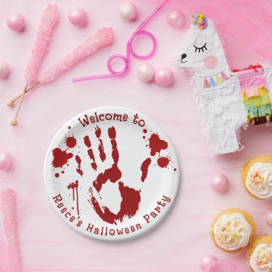 犯罪現場血手打ち血スパター ペーパープレート (パーティー)