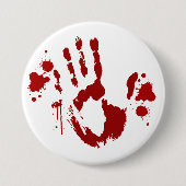 犯罪現場血手書き血(ばちゃばちゃ)跳ねる恐怖 缶バッジ (正面)