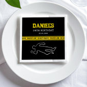 犯罪現場誕生日会と黄色の警察テープ スタンダードカクテルナプキン