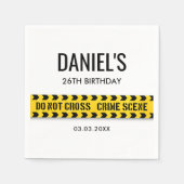 犯罪現場誕生日会と黄色の警察テープ スタンダードカクテルナプキン (正面)