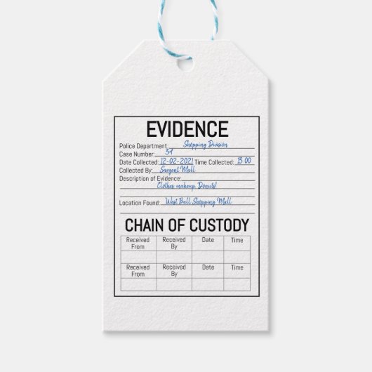 犯罪者保護責任者役割の証拠チェー遊ンファ ギフトタグ (正面)