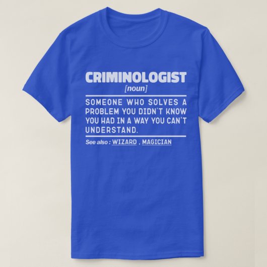 犯罪者名詞法おもしろい医調査員 Tシャツ (デザイン正面)