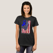犯罪被害者権利啓発アメリカ国旗ブルー Tシャツ (正面フル)