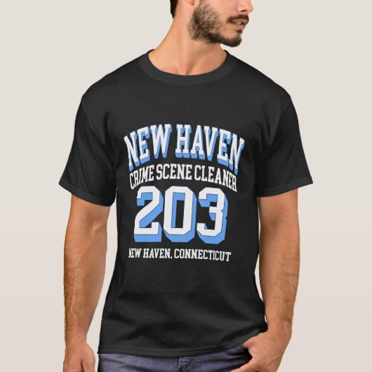 犯行現場クリーナー用ニューヘイブン市外局番203 Tシャツ (正面)