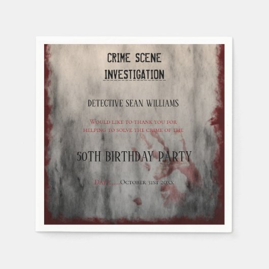 犯行現場調査第50誕生日 スタンダードカクテルナプキン (正面)