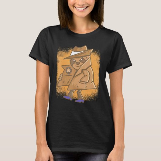 状況を確認するクールな探偵ナマケモノのアイデア Tシャツ (正面)