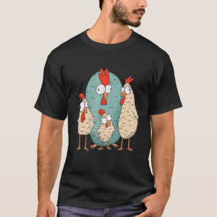 狂ったニワトリの卵 鶏 父 母 動物  Tシャツ