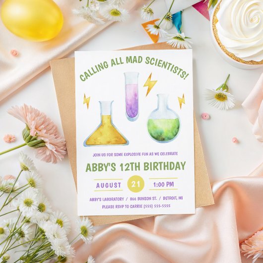 狂った科学者集合！科学の誕生日パーティー 招待状
