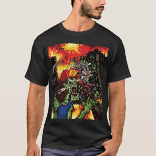 狂人のように打つこと-背部ロゴで芸術をカバーして下さい Tシャツ