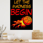 狂気が始まり、バスケットボール・ボールが炎に ポスター (キッチン)