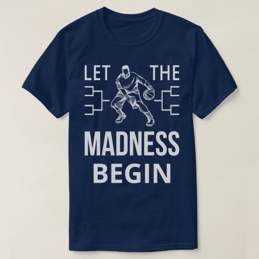 狂気にバスケットボールを始めさせる Tシャツ (デザイン正面)