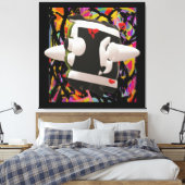 狂気のアートモザイク深いカラー黒い枠のポスター キャンバスプリント (インサイチュ (寝室))