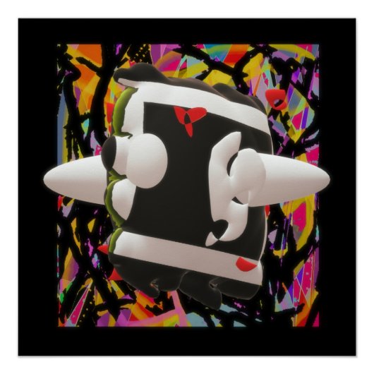 狂気のアートモザイク深いカラー黒い枠のポスター ポスター (正面)