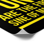 狂気のサインおもしろいス数学のパンイエロー ポスター (角)