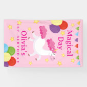 狂気の日の最初のかわいいピンクのユニコーン誕生日 横断幕 (横)