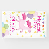 狂気の日の最初のかわいいピンクのユニコーン誕生日 横断幕 (横)