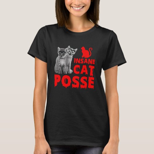 狂気キャットポーズ動物愛好家ネコ猫 Tシャツ (正面)