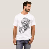 狂犬病のゾンビモンキースケッチ - ダークホラー生物 Tシャツ (正面フル)