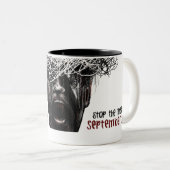 狂犬病は狂気です-精神異常のマグをストップ ツートーンマグカップ (正面右)