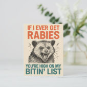 狂犬病もしを患う – 激しい動物ユーモアデザイン シーズンポストカード (スタンド正面)