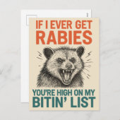 狂犬病もしを患う – 激しい動物ユーモアデザイン シーズンポストカード (正面/裏面)