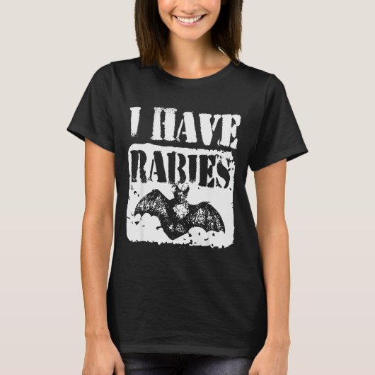 狂犬病持ちバット面白Tシャツ レトロ Tシャツ (正面)